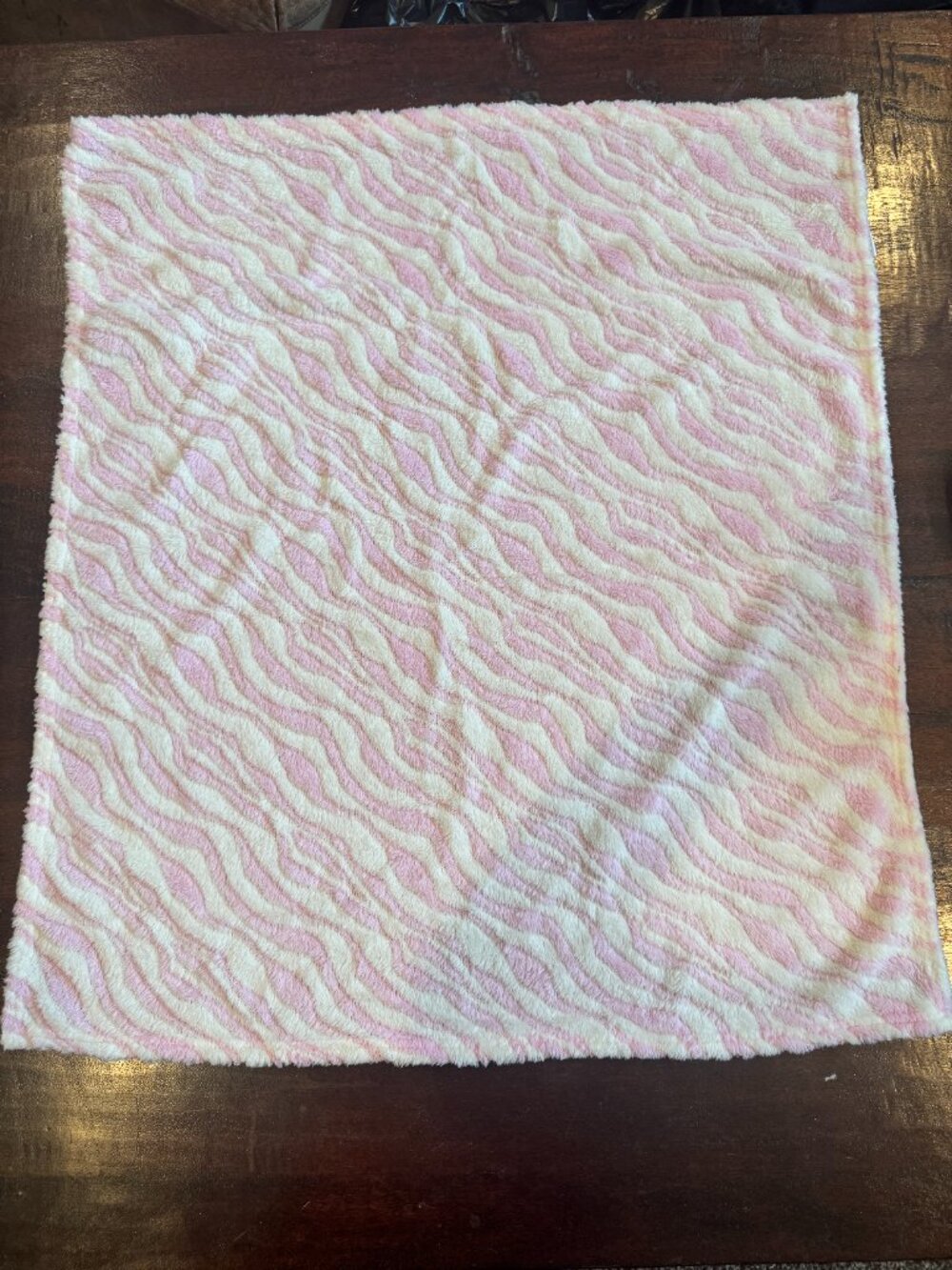 Baby Gear Pink & White Wavy Zebra Plush Security Blanket 26x30 EUC